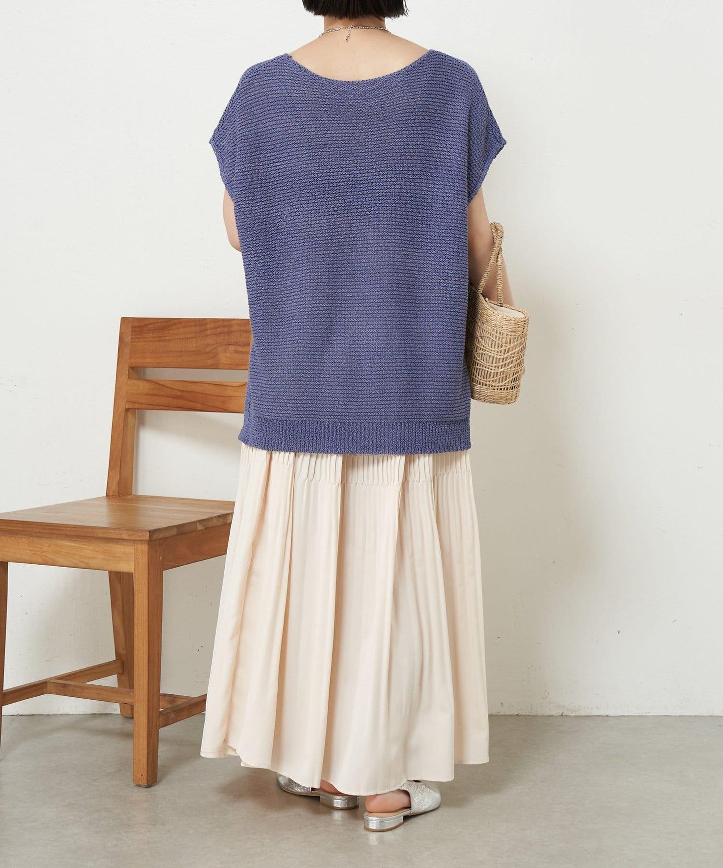 法式寬袖網眼針織衫