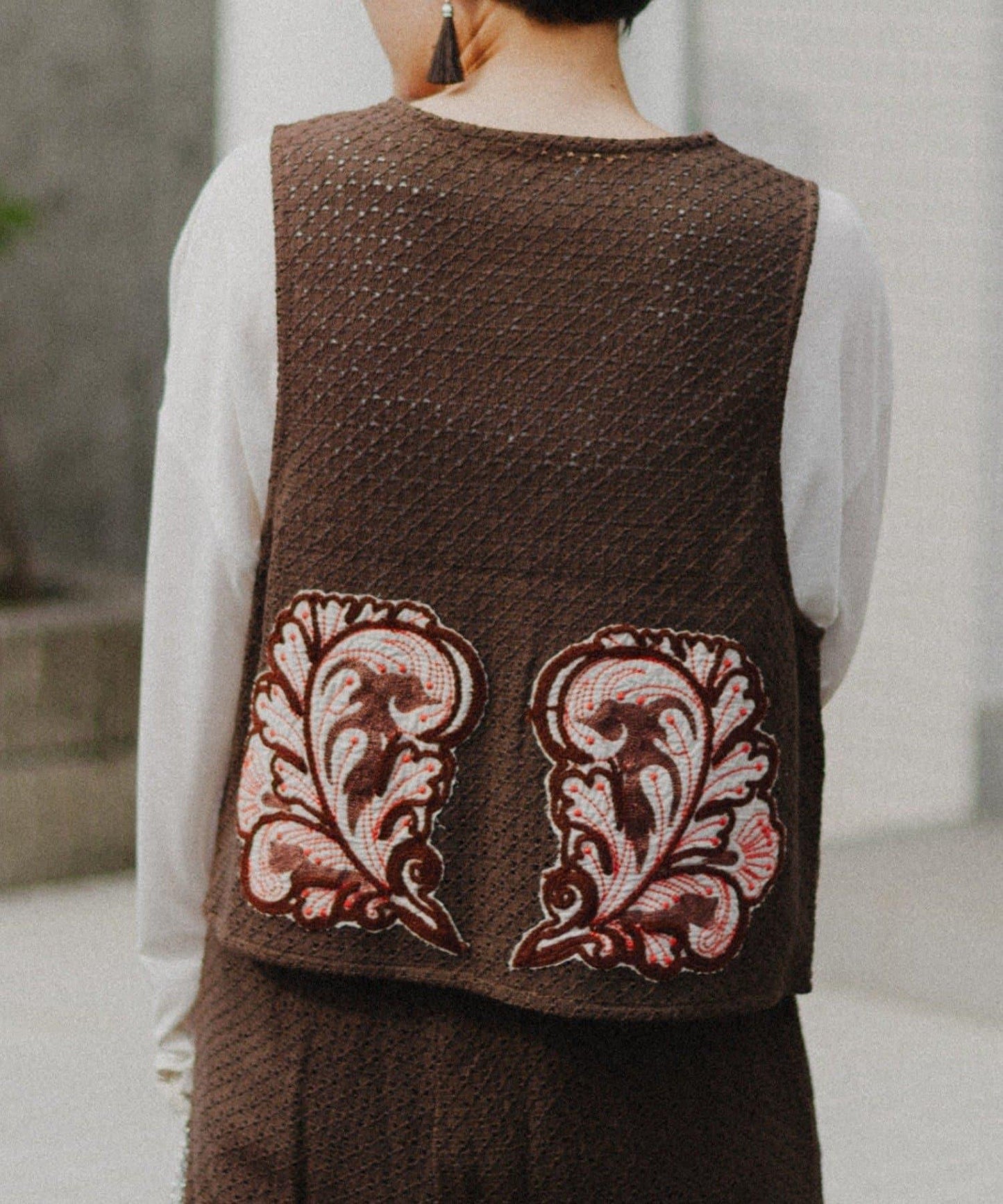 aguni拼接刺繡馬甲