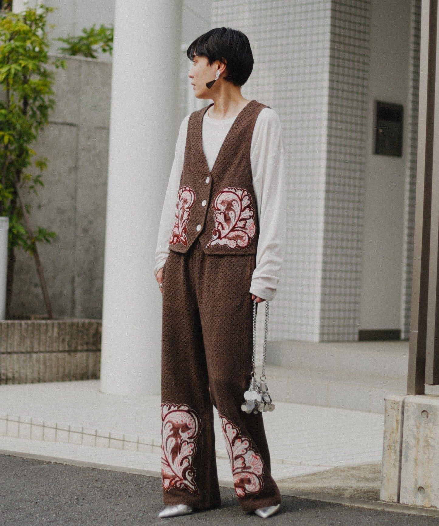 aguni拼接刺繡馬甲
