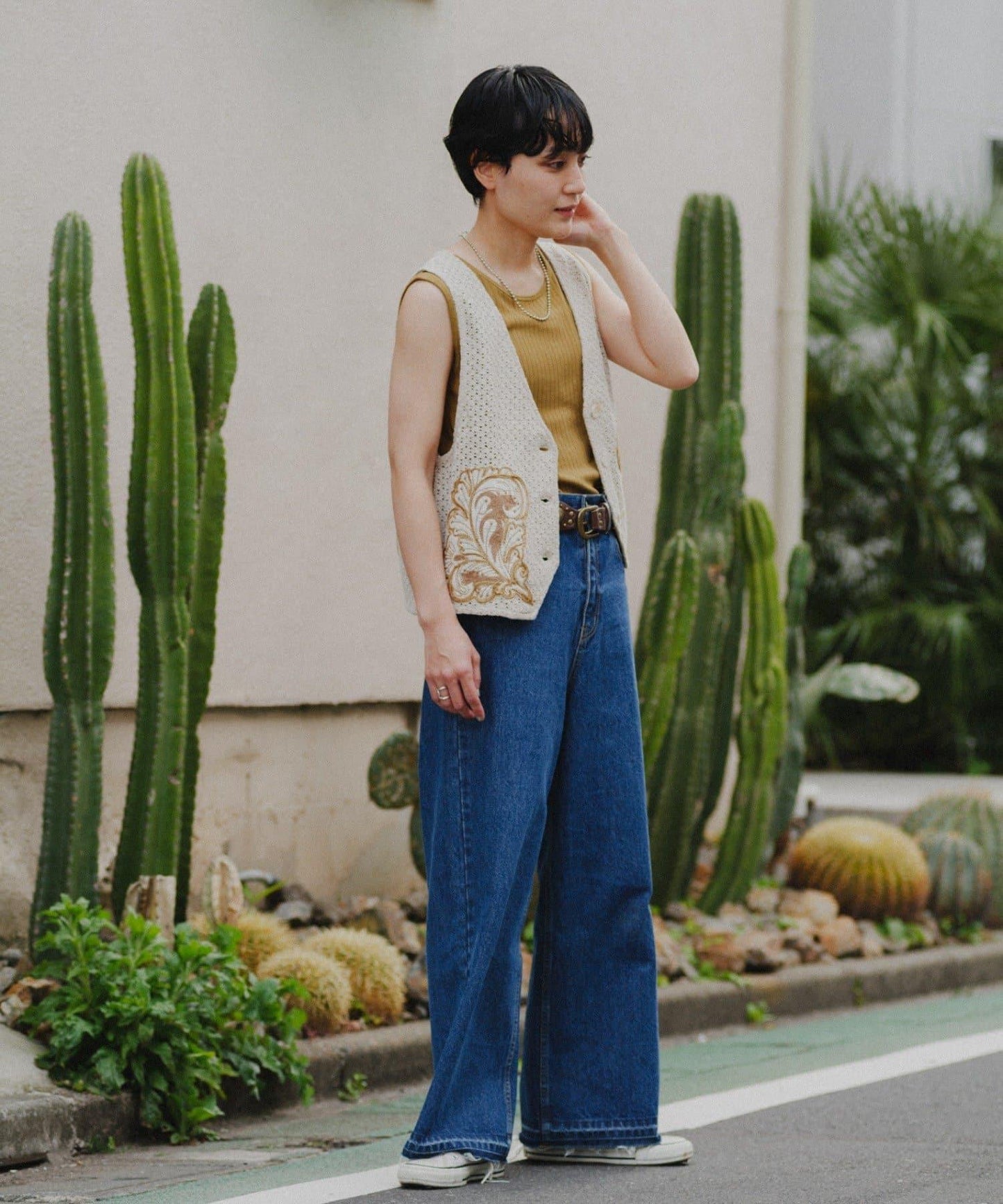 aguni拼接刺繡馬甲