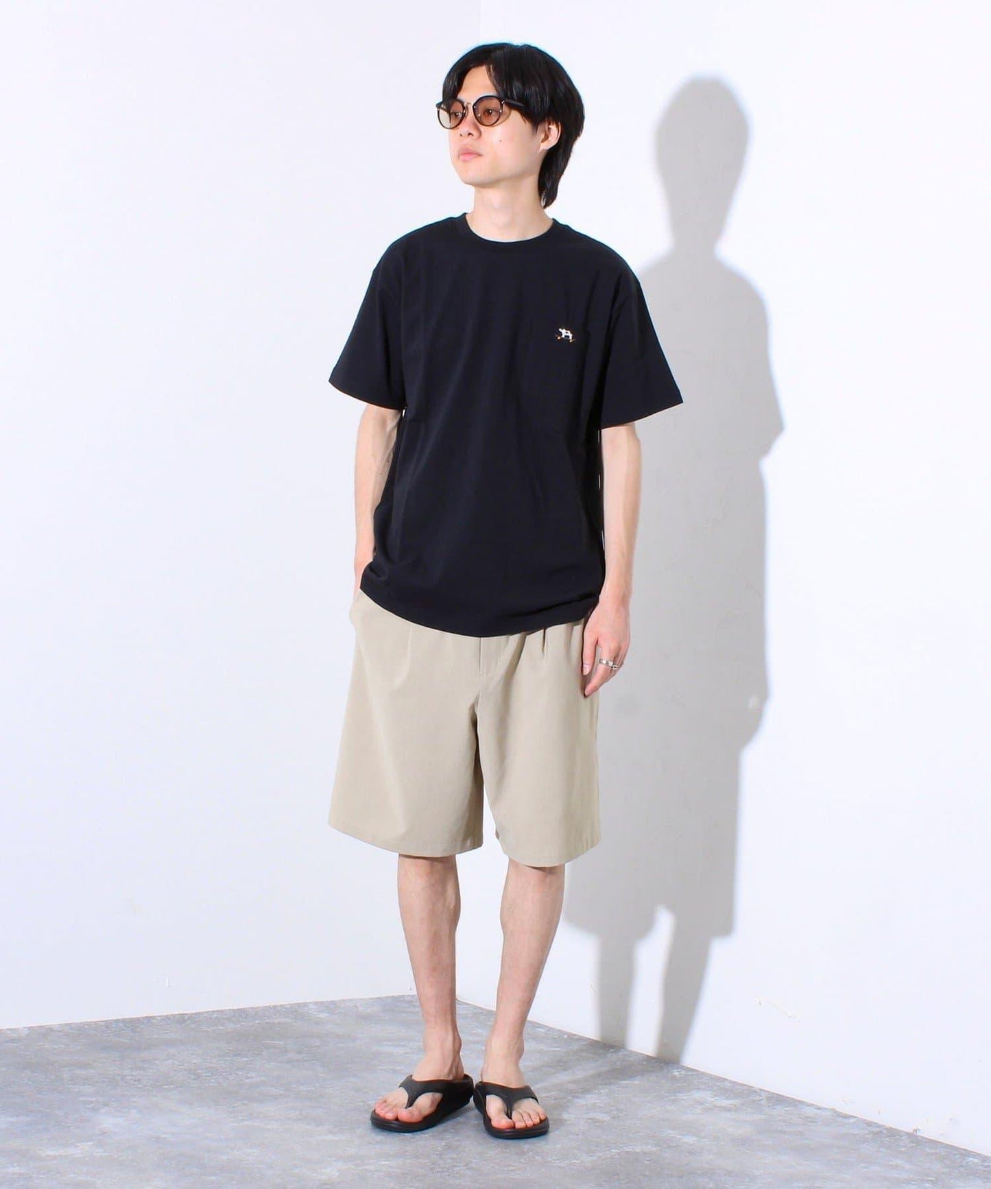 【GLOSTER】開口天竺法蘭絨口袋T 圓領T恤