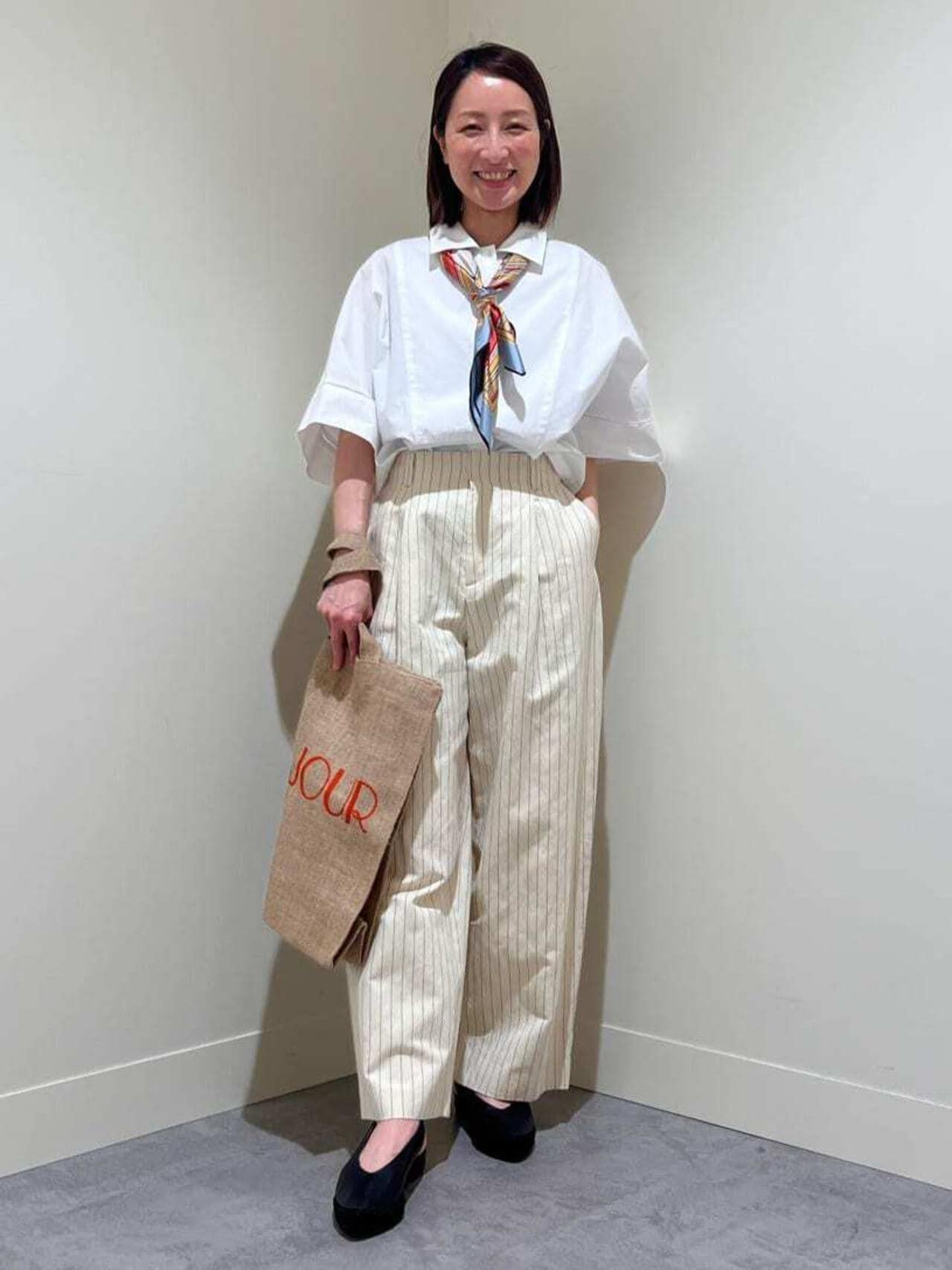 棉麻條紋褲