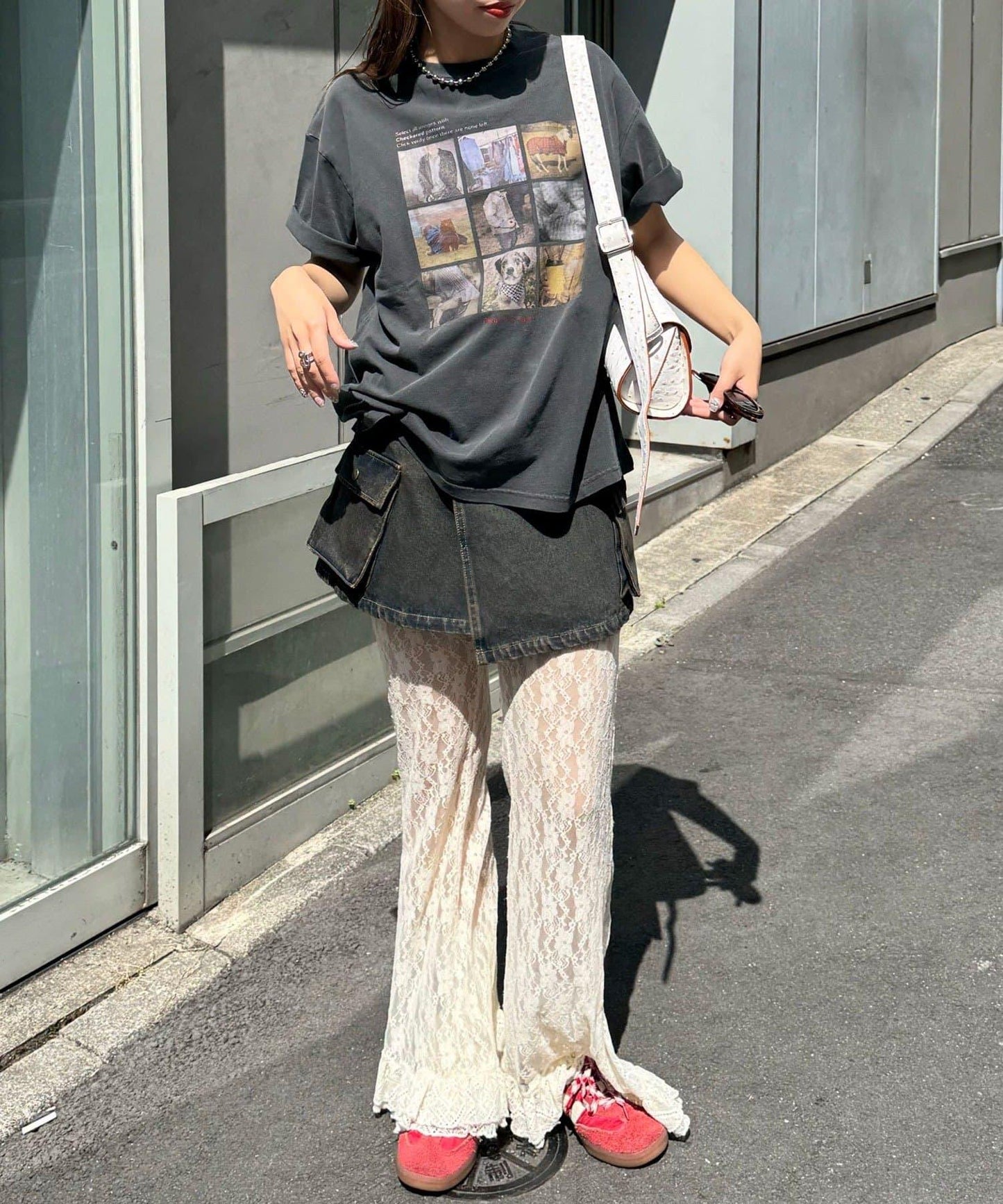 牛仔卷邊裙
