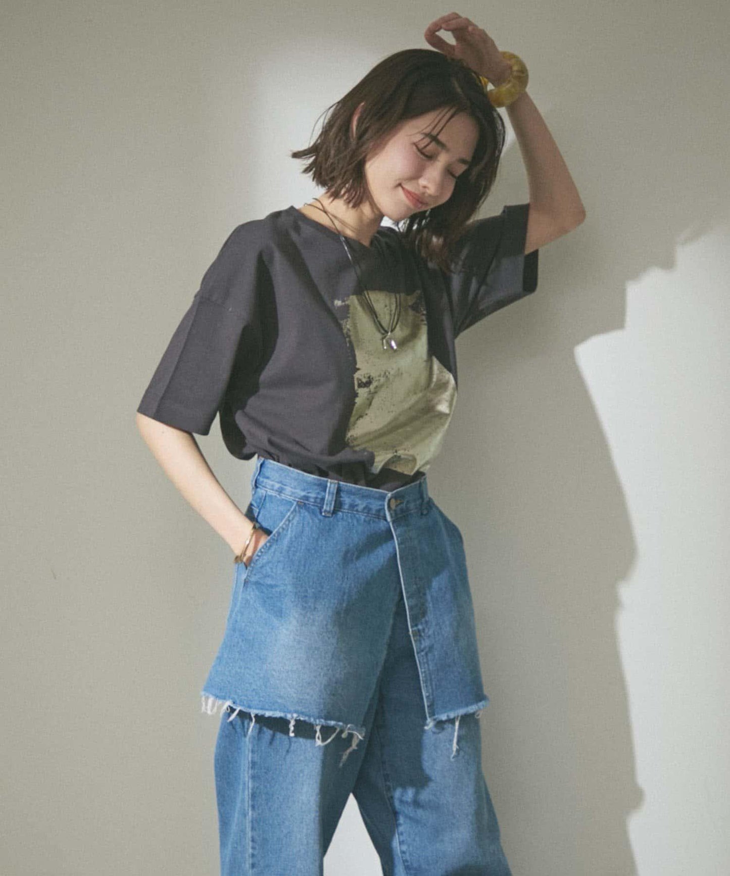 【NUNIFE/】箔印花大T-shirt