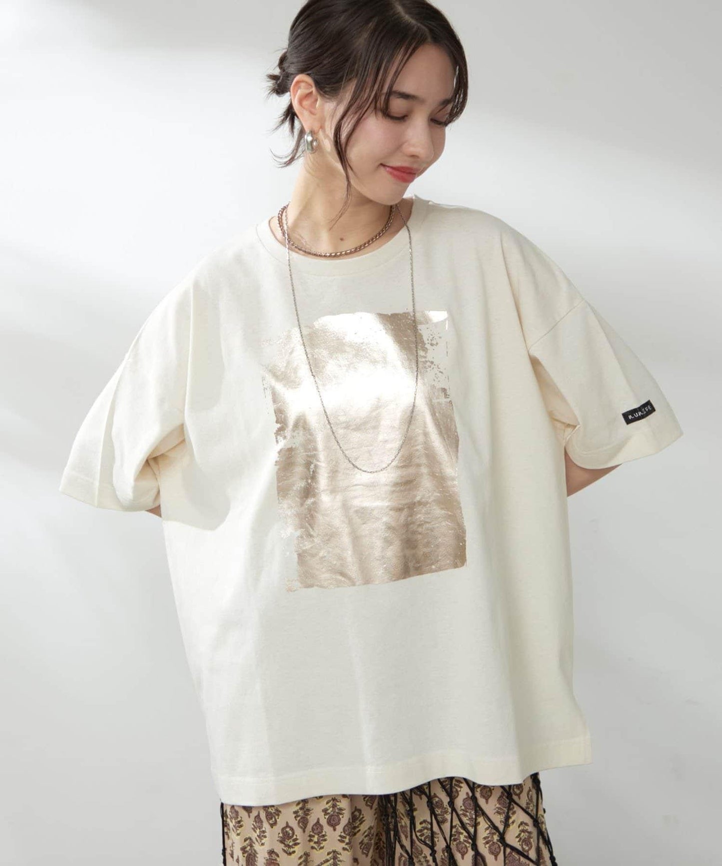 【NUNIFE/】箔印花大T-shirt