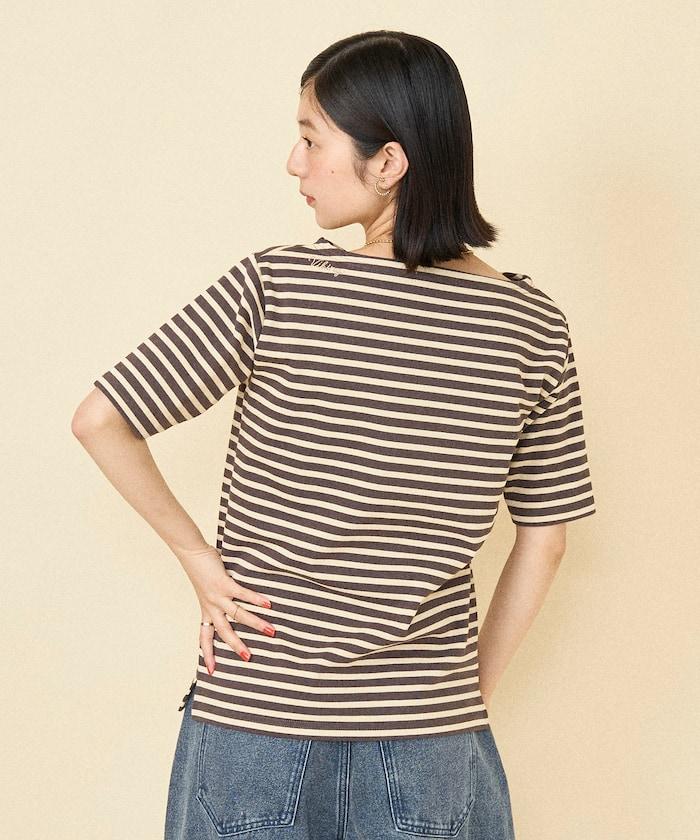 一點刺繡 短袖緊身巴士克襯衫