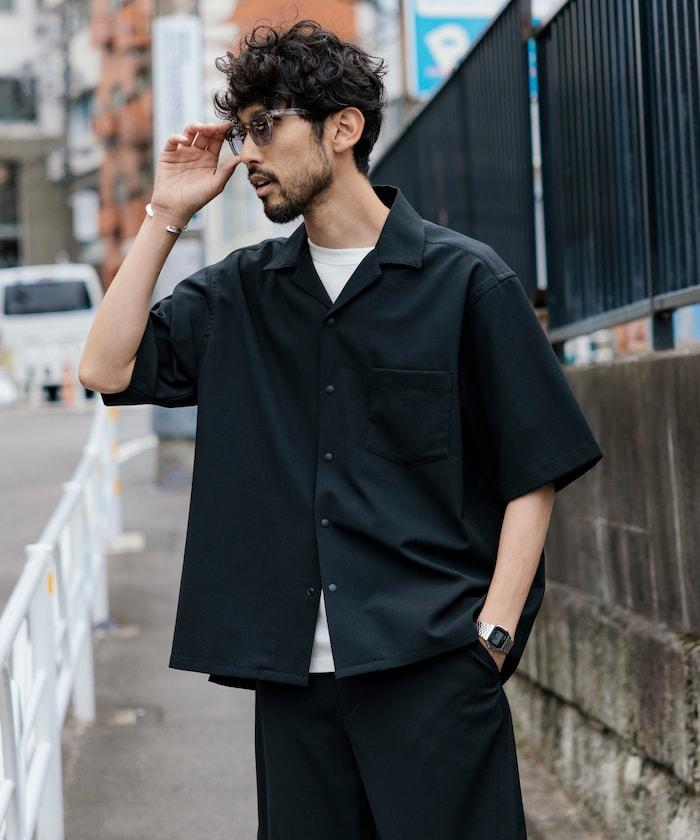 速乾材料 舒適版型 開領襯衫 短袖 亞麻風