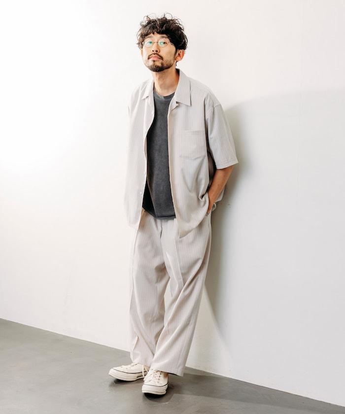 Reflax 功能性材料 輕鬆合身 條紋 開領襯衫 短袖