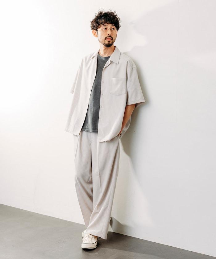 Reflax 功能性材料 輕鬆合身 條紋 開領襯衫 短袖