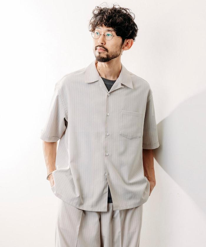 Reflax 功能性材料 輕鬆合身 條紋 開領襯衫 短袖