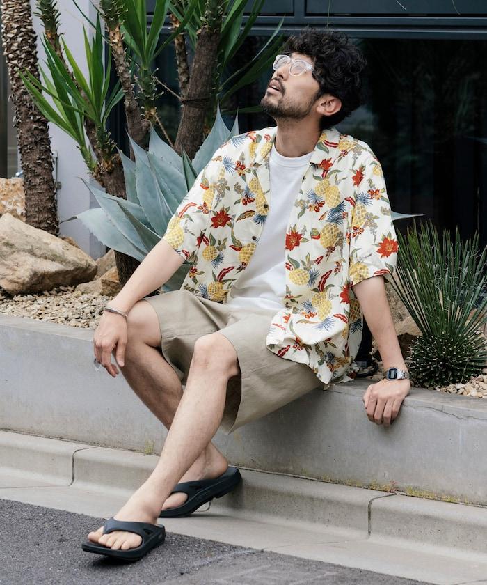 輕鬆合身 可水洗 人造絲 開領 夏威夷襯衫 短袖