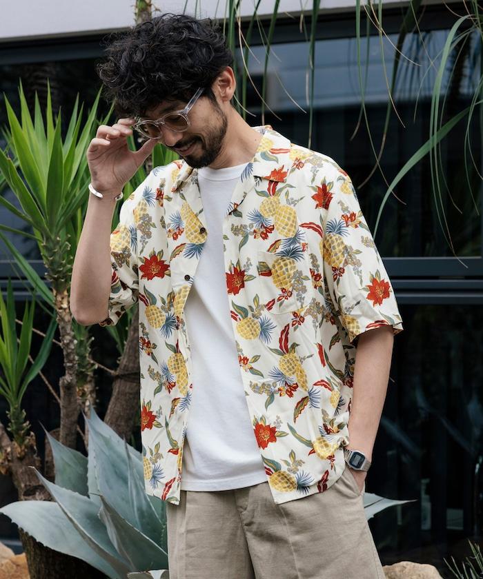 輕鬆合身 可水洗 人造絲 開領 夏威夷襯衫 短袖