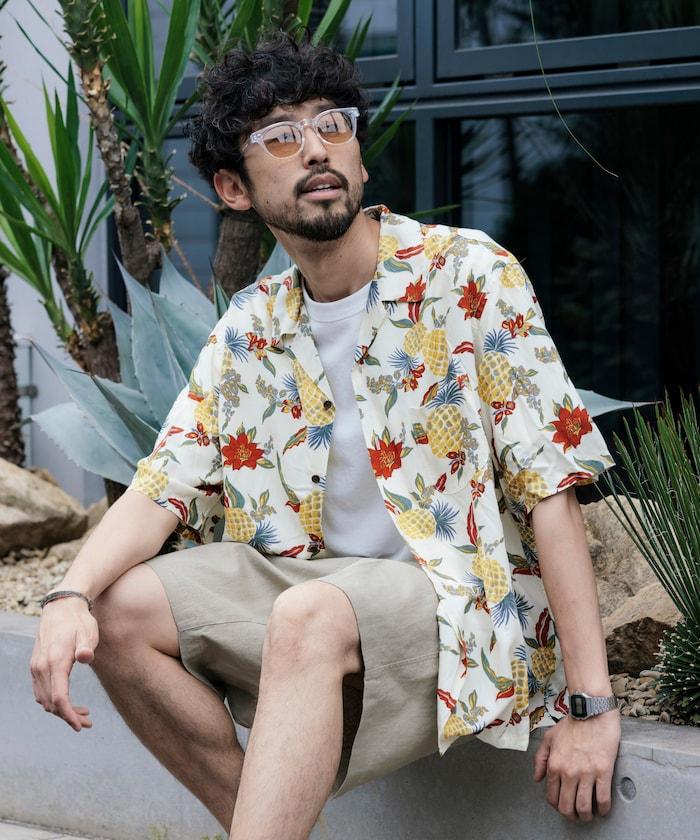 輕鬆合身 可水洗 人造絲 開領 夏威夷襯衫 短袖