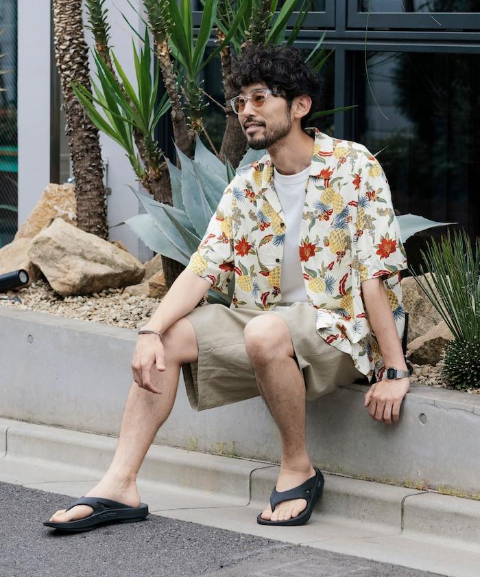 輕鬆合身 可水洗 人造絲 開領 夏威夷襯衫 短袖