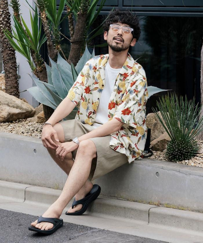 輕鬆合身 可水洗 人造絲 開領 夏威夷襯衫 短袖