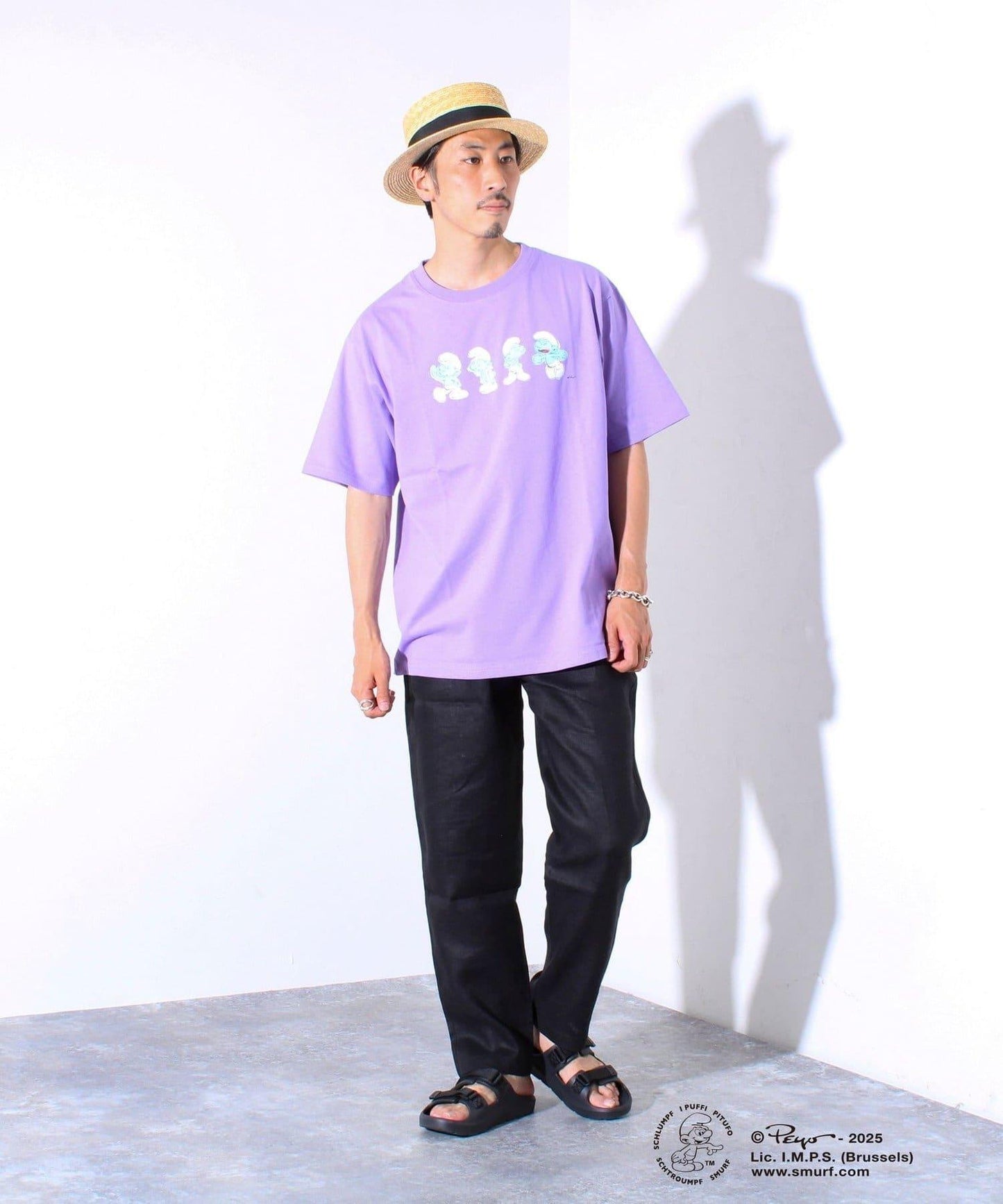 表情連續印花 藍精靈 前印花T恤➁