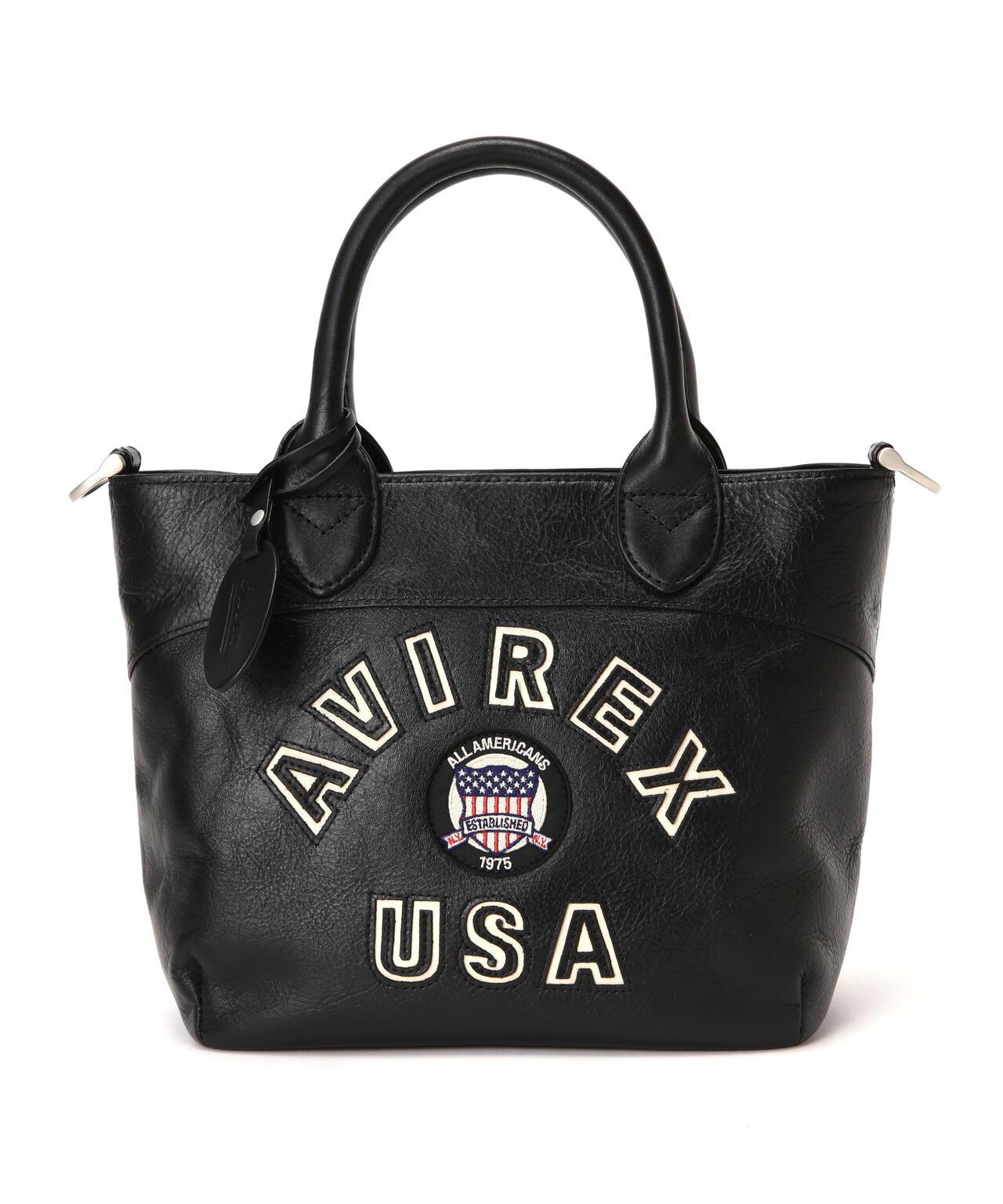《直營店限定》學院風真皮迷你手提袋/VARSITY LEATHER MINI TOTE BAG/AVX5626