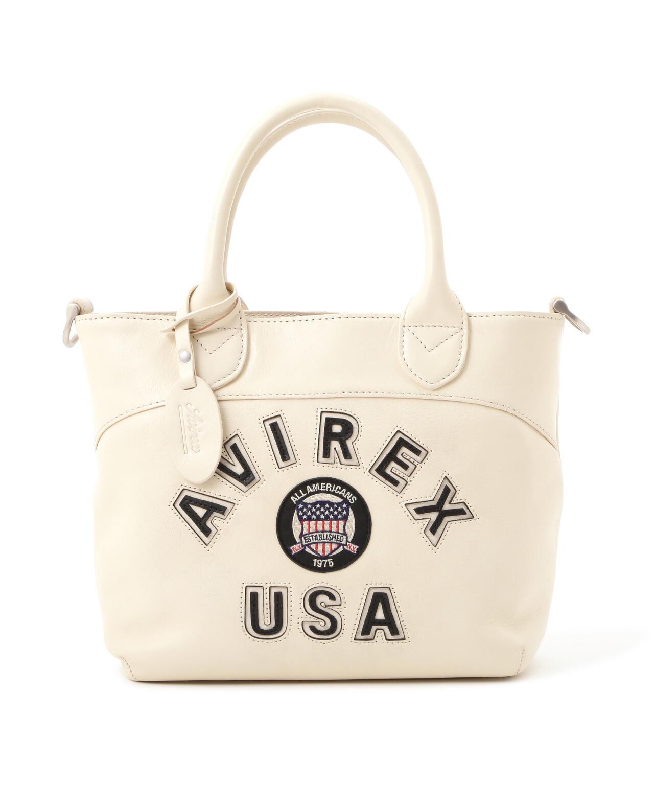 《直營店限定》學院風真皮迷你手提袋/VARSITY LEATHER MINI TOTE BAG/AVX5626