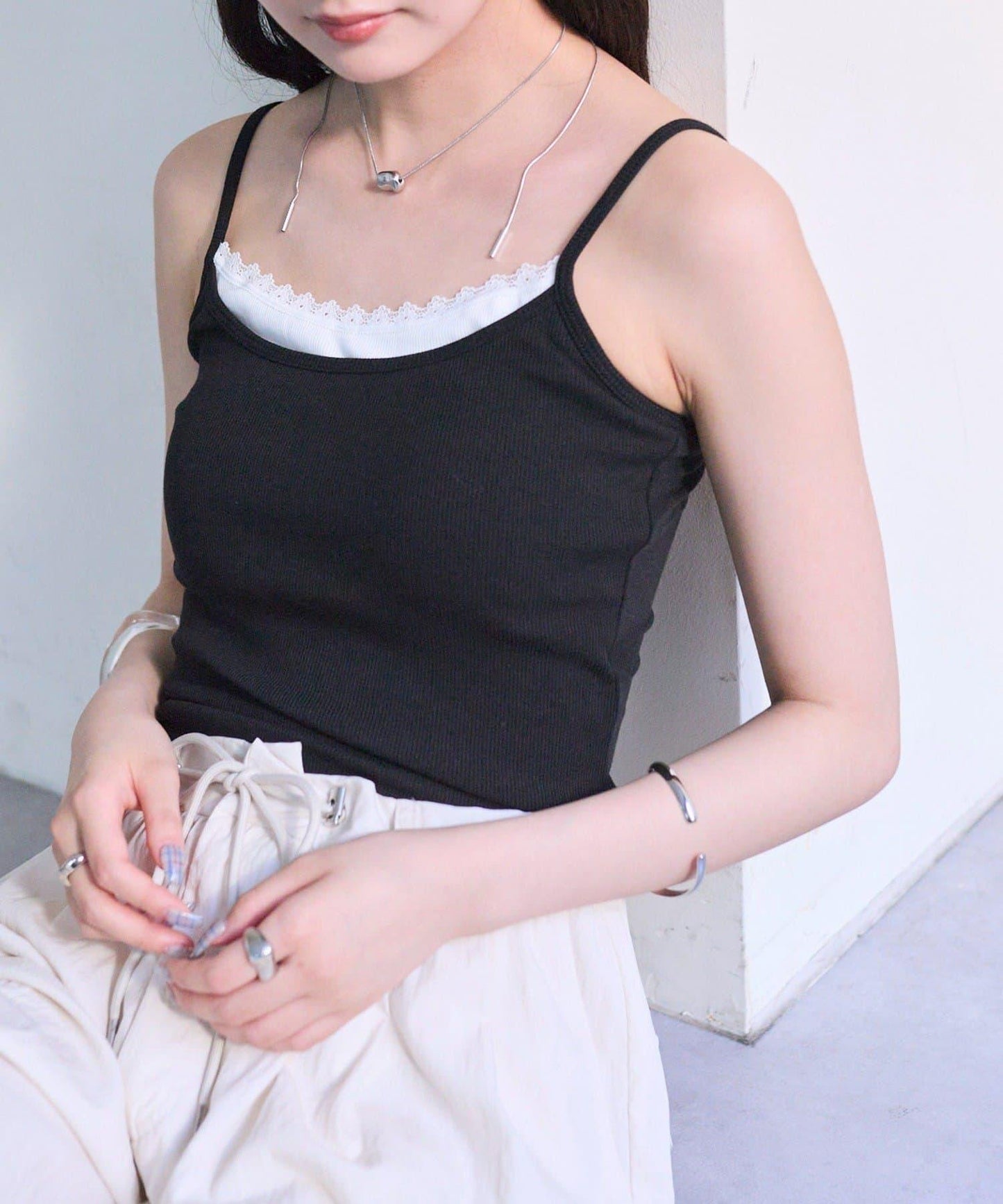 帶墊層疊吊帶背心