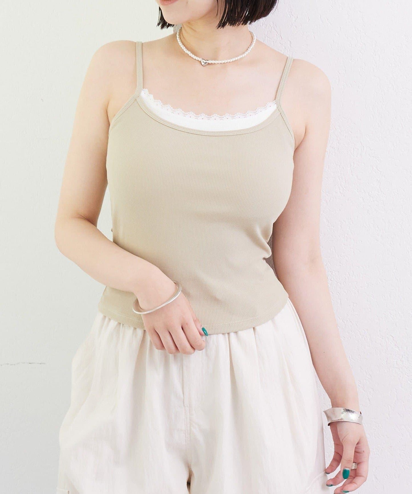 帶墊層疊吊帶背心