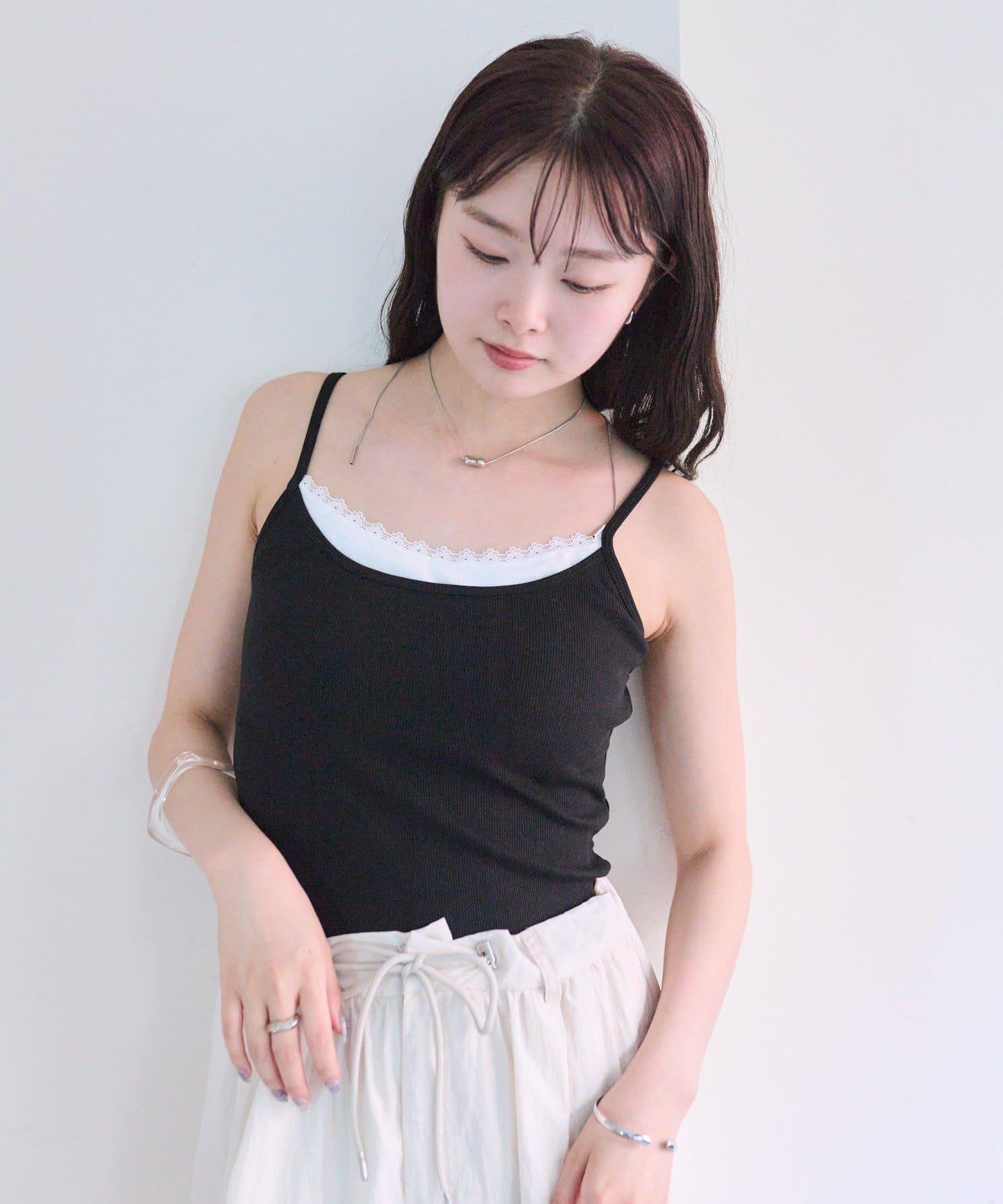 帶墊層疊吊帶背心