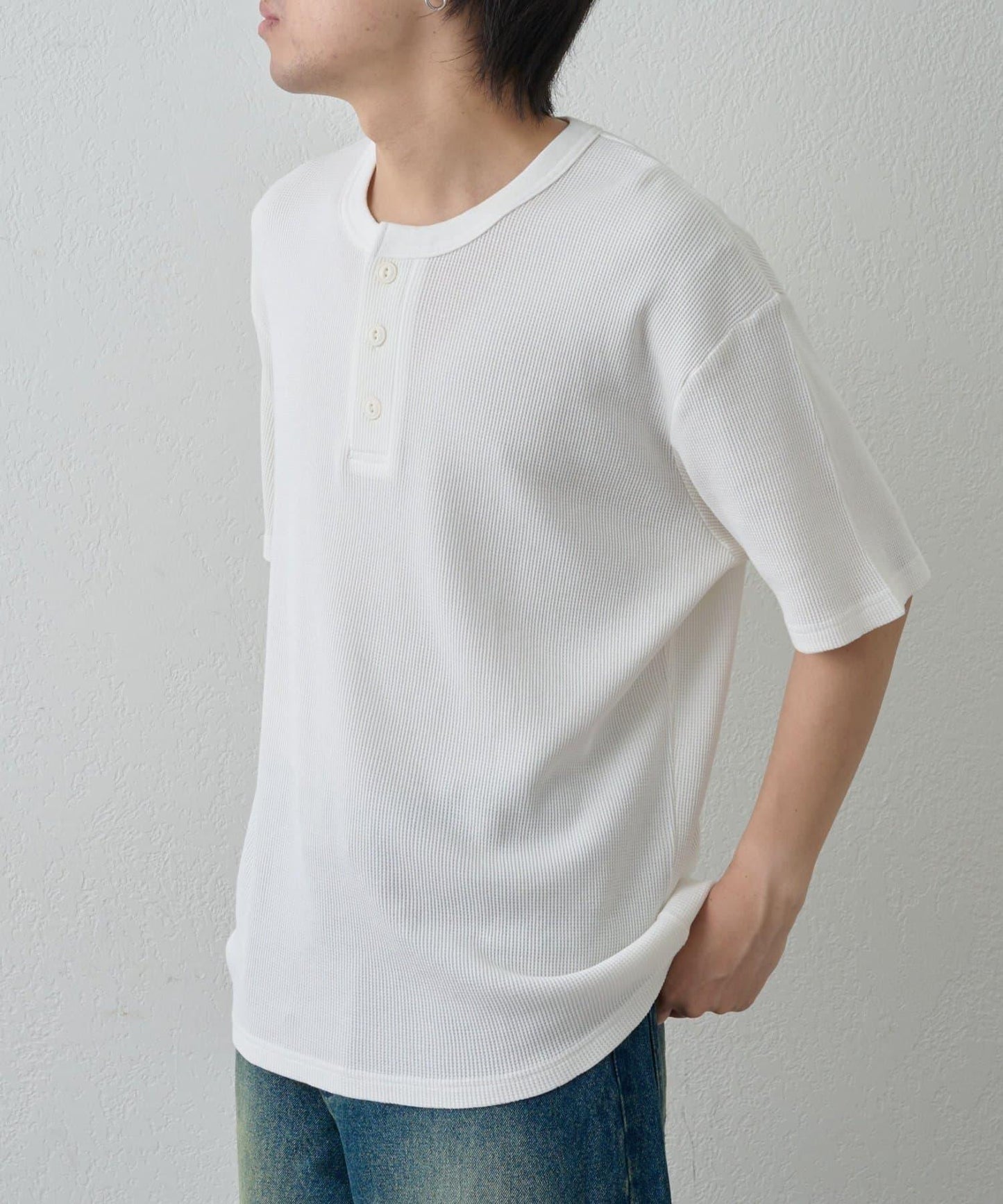 【範例】氣烤華夫餅亨利領T-shirt