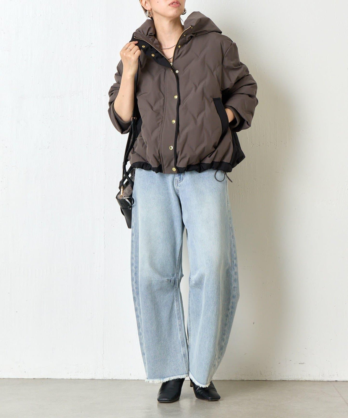 配色連帽羽絨服