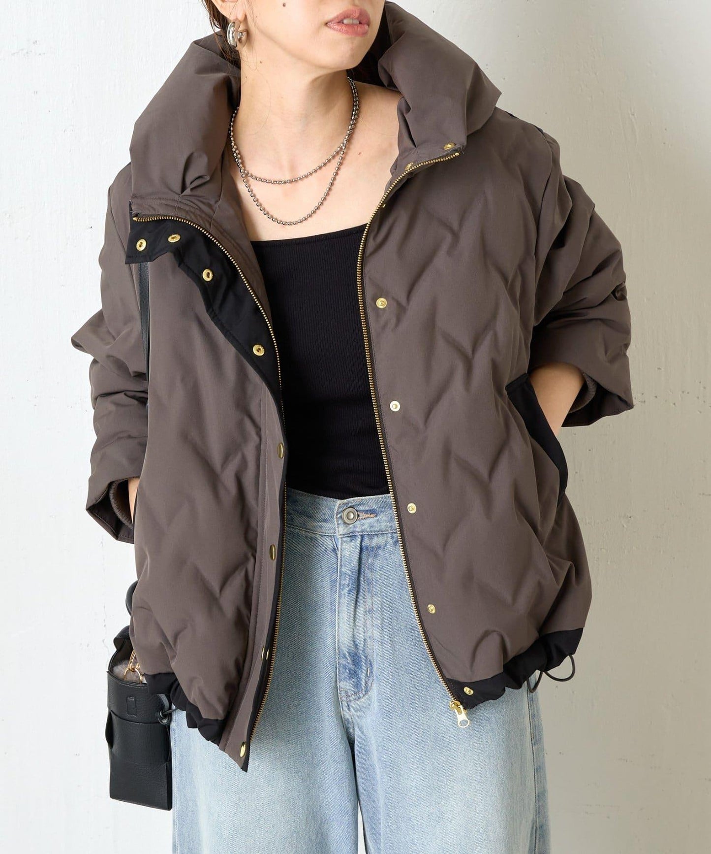 配色連帽羽絨服