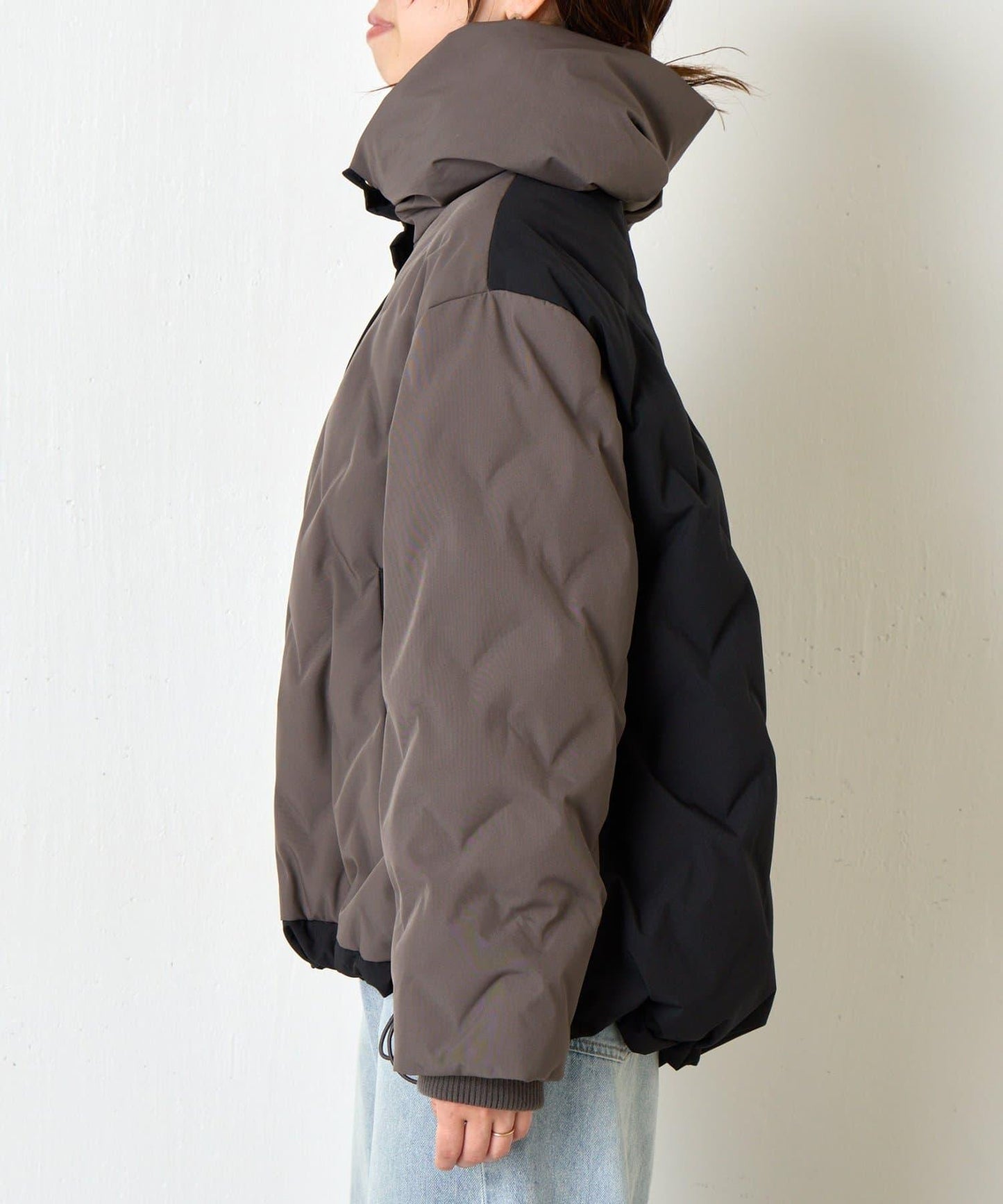 配色連帽羽絨服