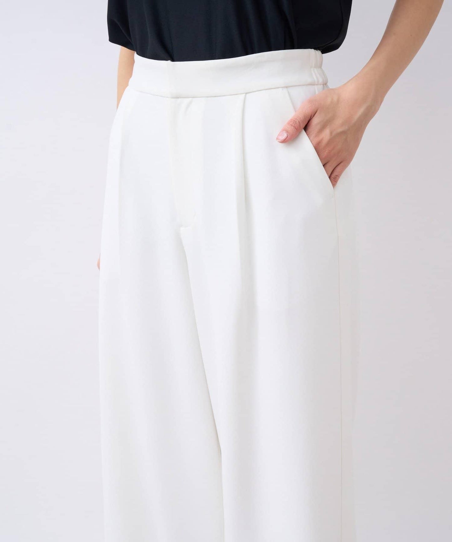 【La boutique BonBon】雙層面料單褶寬腿褲