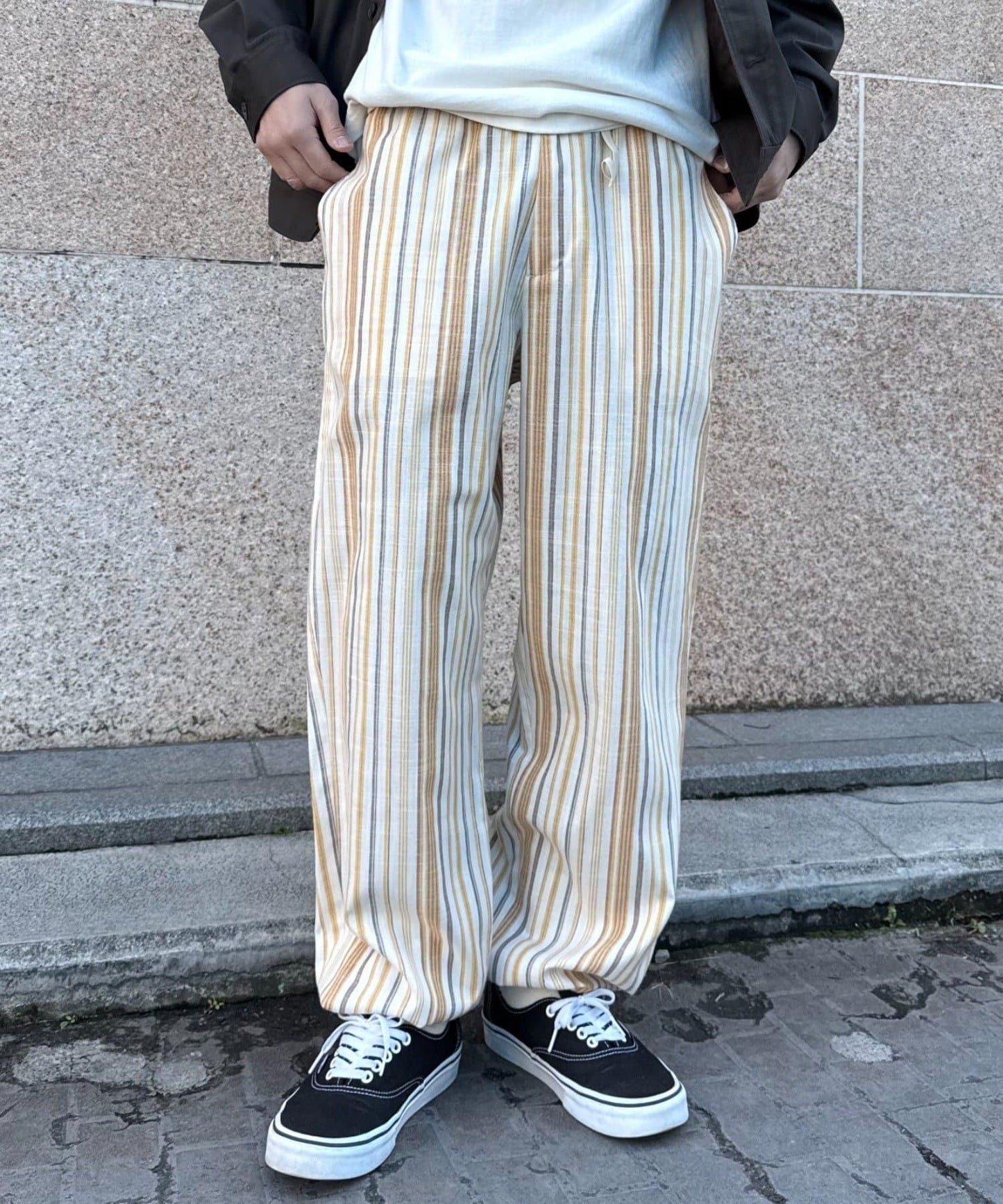 【CIAOPANIC TYPY】棉質寬鬆條紋褲