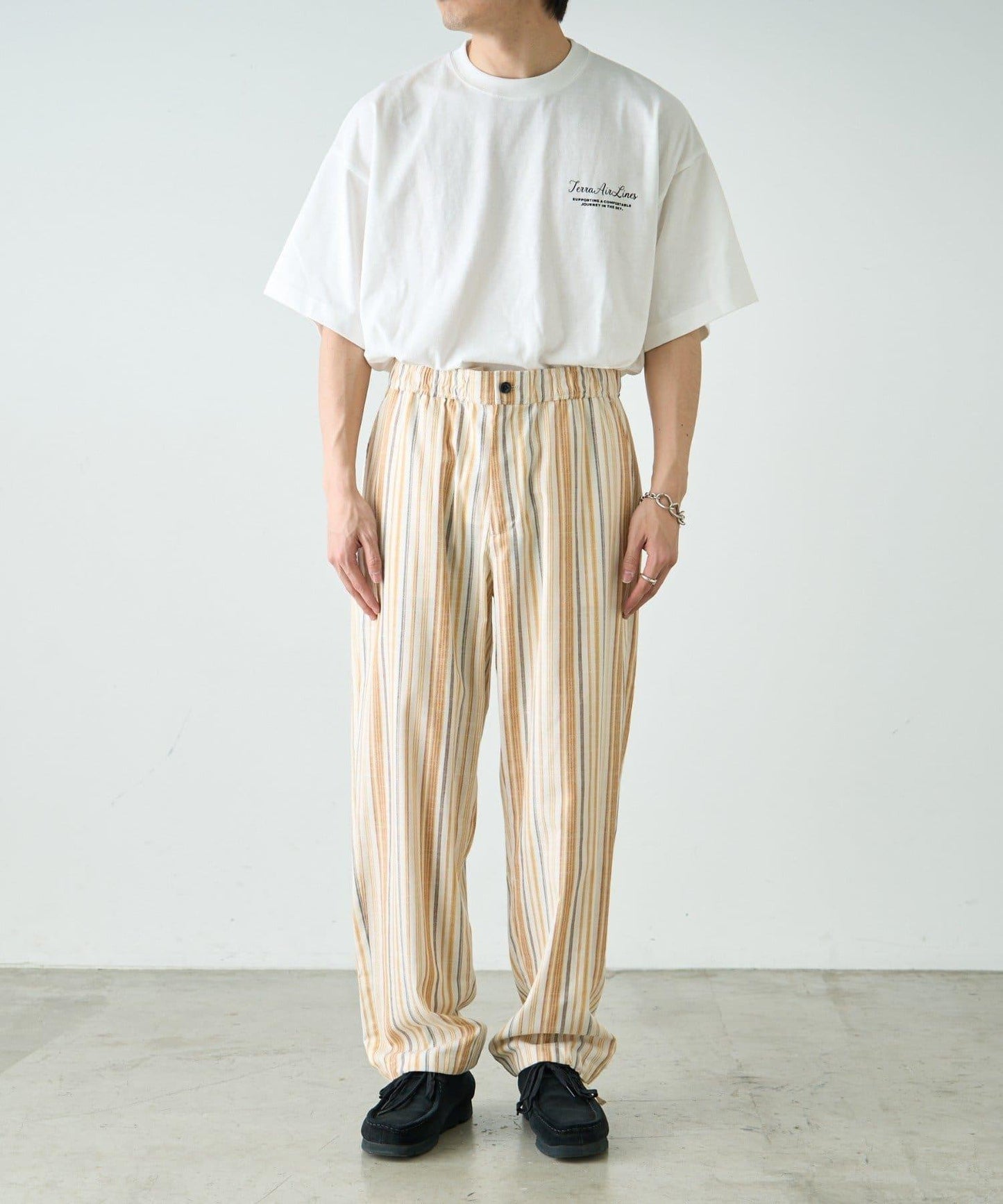 【CIAOPANIC TYPY】棉質寬鬆條紋褲