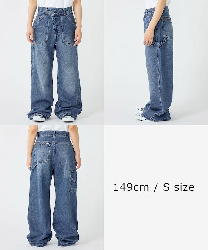 交叉裝飾繪畫寬鬆褲