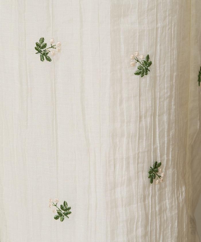 透視 小花紋 刺繡 寬鬆褲