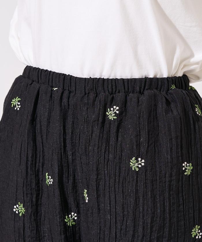 透視 小花紋 刺繡 寬鬆褲