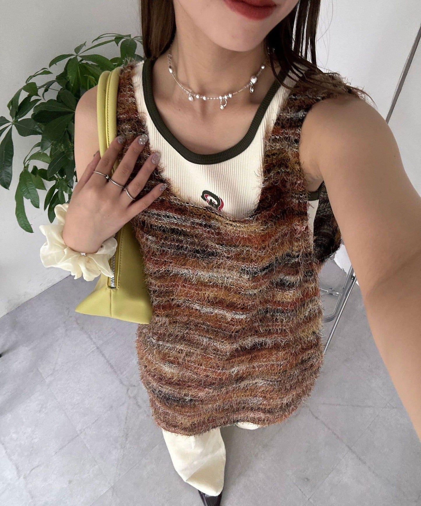 【前後2WAY】混紡絨毛針織馬甲