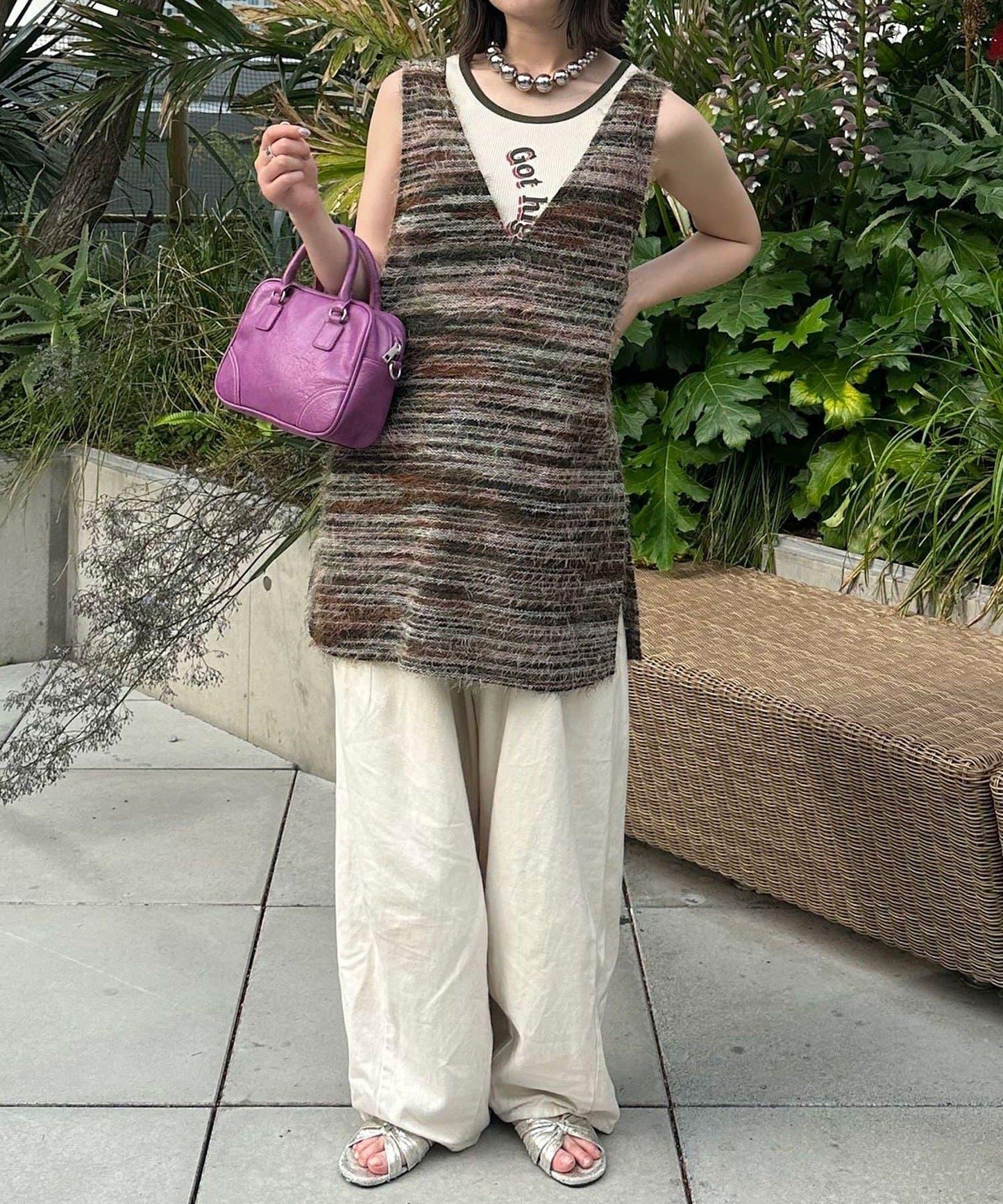 【前後2WAY】混紡絨毛針織馬甲