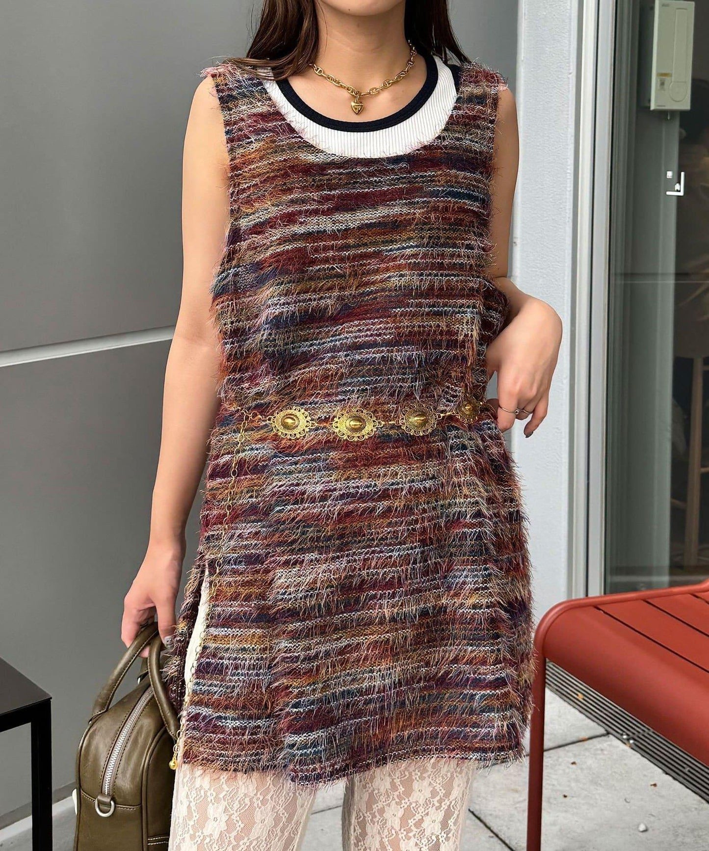 【前後2WAY】混紡絨毛針織馬甲