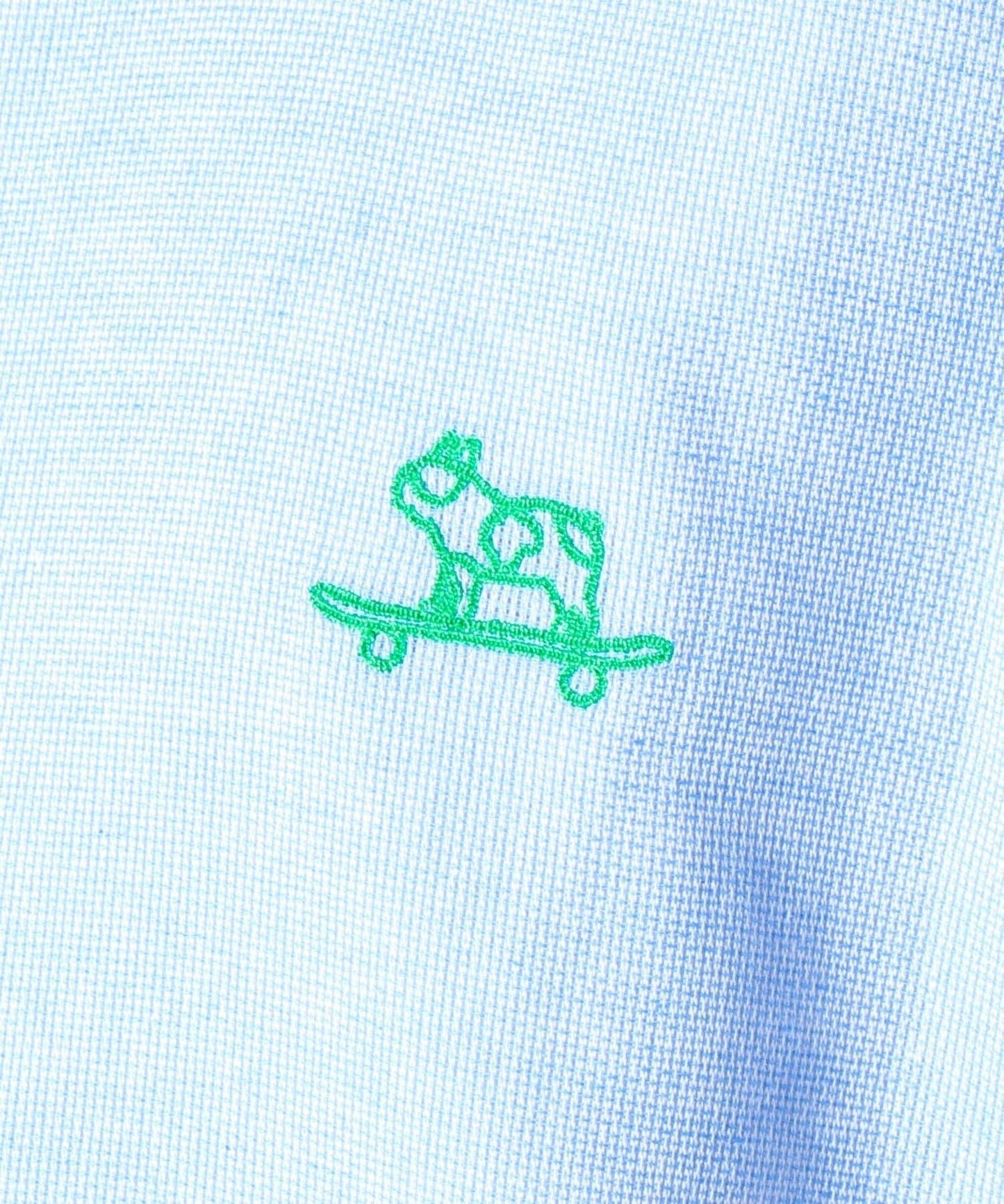 【GLOSTER】棉亞麻巴拿馬 布爾狗刺繡 短袖襯衫 半袖襯衫