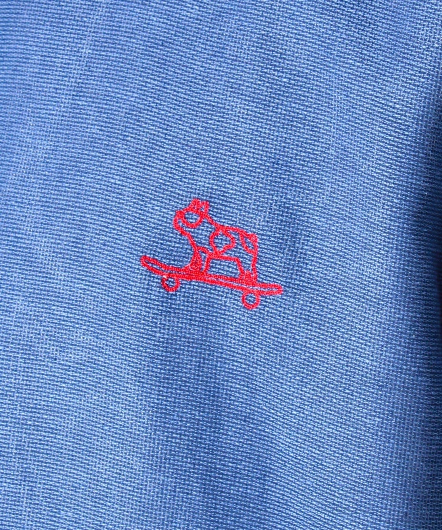 【GLOSTER】棉亞麻巴拿馬 布爾狗刺繡 短袖襯衫 半袖襯衫