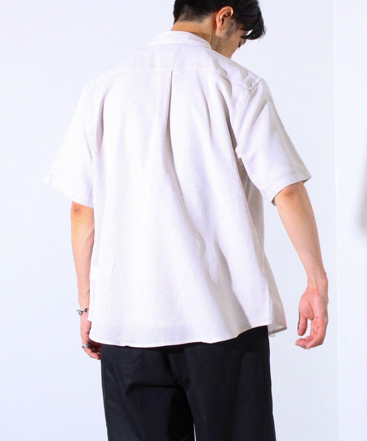 【GLOSTER】棉亞麻巴拿馬 布爾狗刺繡 短袖襯衫 半袖襯衫