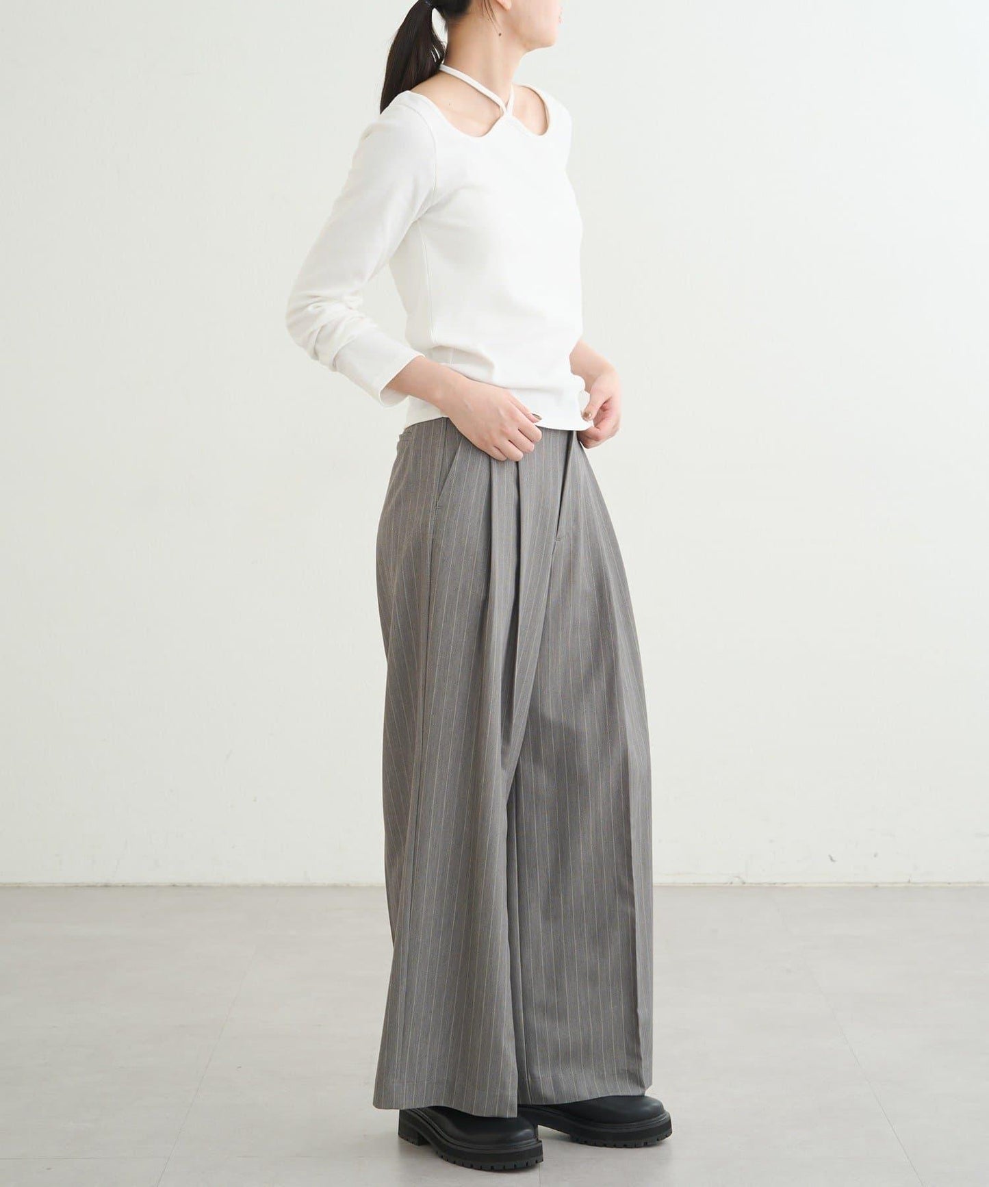 【earthy_】羅紋心形領吊帶上衣