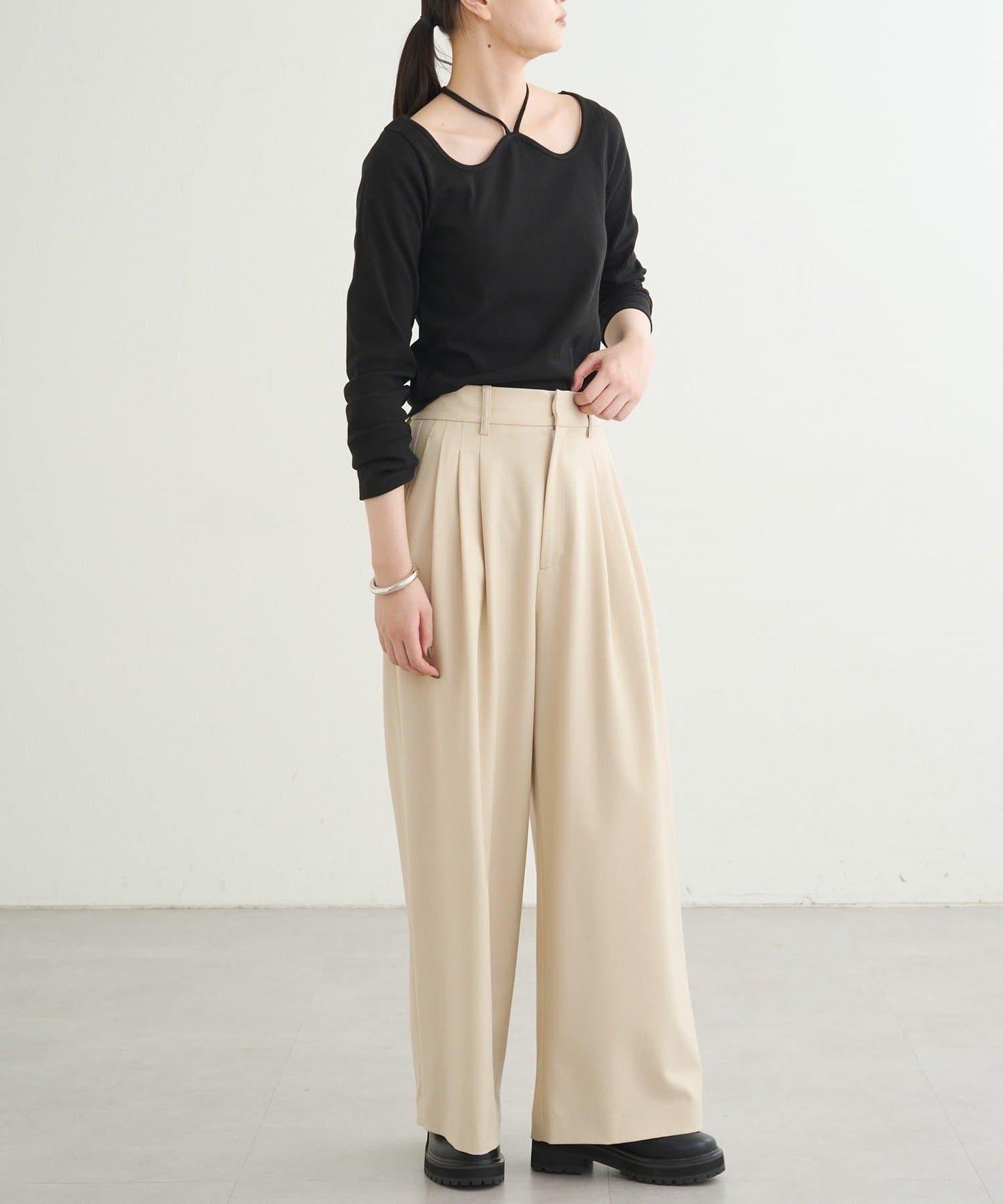 【earthy_】羅紋心形領吊帶上衣