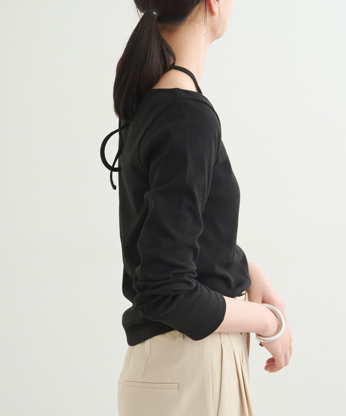 【earthy_】羅紋心形領吊帶上衣