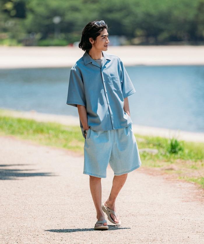 速乾材料 舒適版型 開領襯衫 短袖 亞麻風