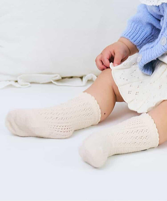 透明編織嬰兒高筒襪