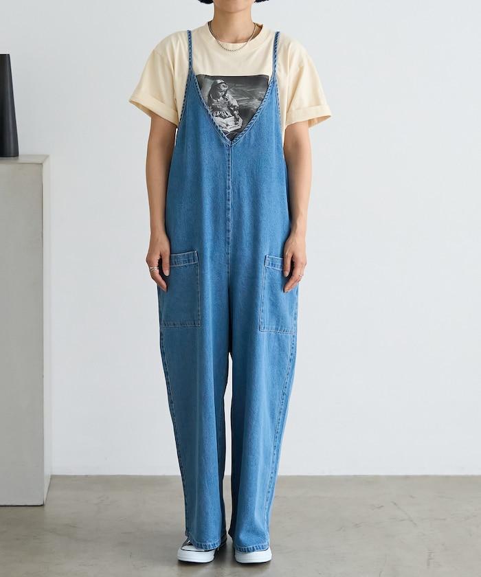 夏季 V領 牛仔連體褲