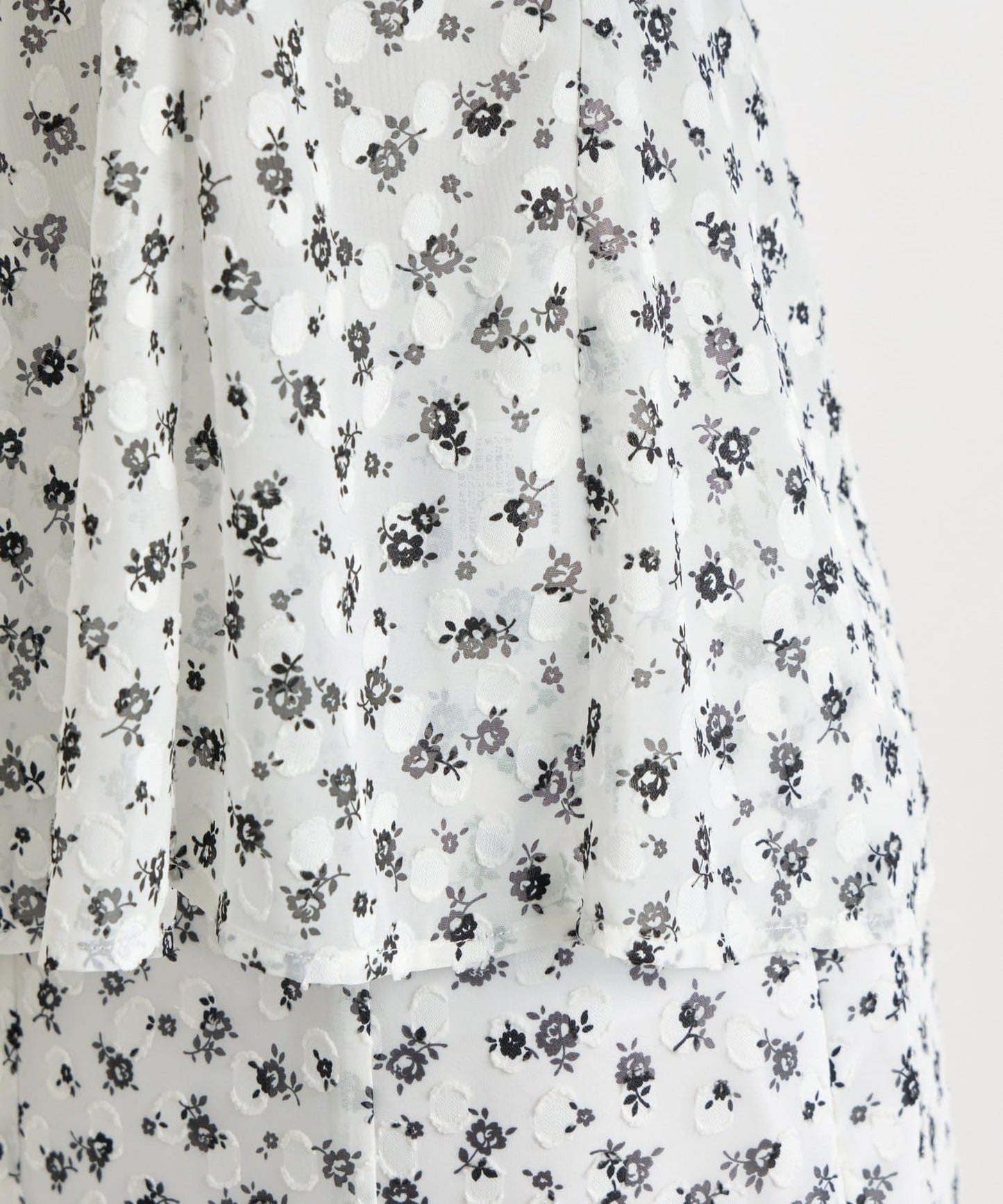 單色小花印花鬆緊袖襯衫