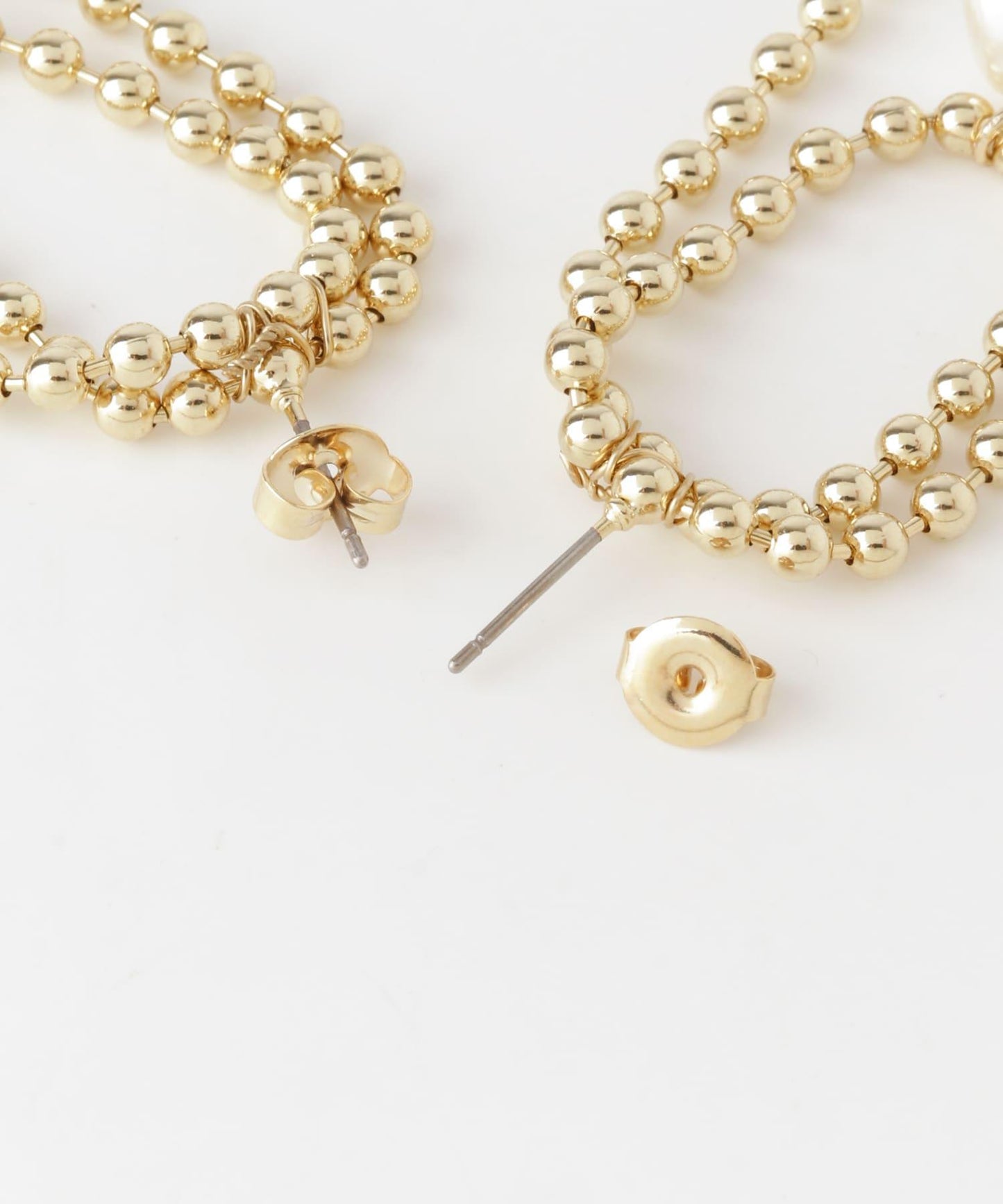 球鏈珍珠點綴耳釘