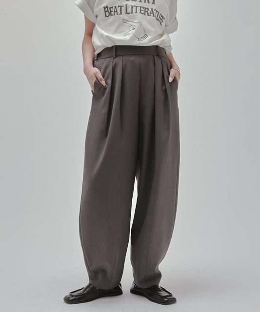 MAY企劃 【冰感觸感】繭形折褶寬鬆長褲